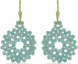  Arannyal Bevont Ezüst Fülbevaló Amazonittal, Y58712