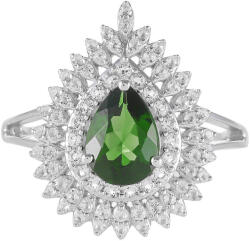  Ezüst Gyűrű Króm Diopsziddal és Fehér Topázzal, PCY11099/54