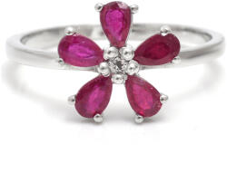  Ezüst Gyűrű Madagaszkári Rubinnal és Fehér Topázzal, XMP022/57