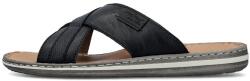 RIEKER Papuci barbati, Rieker, 21082-00-Negru, casual, piele naturala, cu talpa joasa, negru (Marime: 40)
