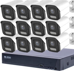  8MP H. 265x IP POE SWITCH 12db-os 4mm BULLET Kamerás Biztonsági Rendszer IP66 Vízálló Éjjel Nappal színes látás Hangrögzítés