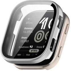 PC FULL COVER Üveggel ellátott műanyag fedél a Amazfit Bip 6 ezüst színű készülékhez