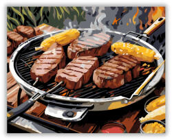  Grillezett Steakek és Kukorica - számfestő készlet