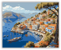  Symi Neoklasszikus Kikötőháza - számfestő készlet