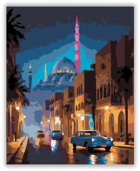  Kairó Éjszakai Fényei - számfestő készlet