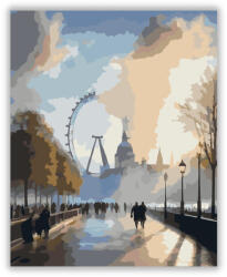  London Eye és a Temze Ködös Reggelen - számfestő készlet