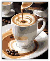 Gőzölgő Espresso Fehér Csészében - számfestő készlet