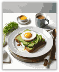  Avokádós Pirítós Lágytojással és Eszpresszóval - számfestő készlet