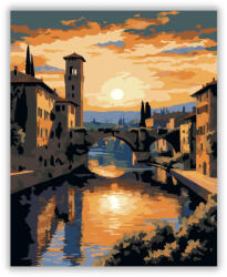  Veronai Naplemente és Castelvecchio híd - számfestő készlet