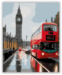  Big Ben és Westminster Bridge Esős Reggelen - számfestő készlet