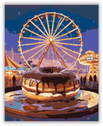  Csokoládéval Borított Fánk Vidámparki Háttérrel - számfestő készlet