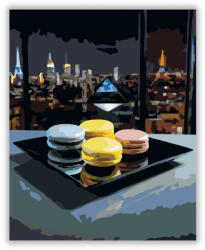  Neon Színű Macaronok Városi Háttérrel - számfestő készlet