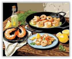  Fokhagymás Garnélarák Tálalása Rusztikus Asztalon - számfestő készlet