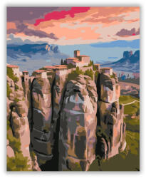  Meteora Kolostorai Naplementében - számfestő készlet