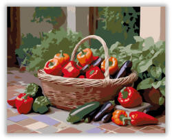 Számfestő Paprikák és Padlizsánok Kosárban - számfestő készlet (crea6289)