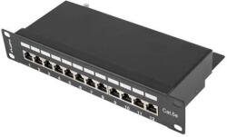 Lanberg Patch panel 12 port 1U 10" CAT. 5e árnyékolt, fekete (PPF5-9012-B) - procompkft
