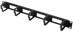 STALFLEX CO19-1U-TB-B 19" 1U hátsó lyukas gyűrűs fekete kábelrendező (CO19-1U-TB-B) - procompkft