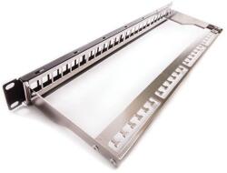 KELine Patch panel 1U, fekete, üres, 24 db keystone jack számára (KEP-EMPTY-S)