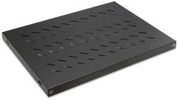 LANDE LN-RAF-SBT-D600-BL-UNV 19" 370 mm mély 4 ponton rögzíthető fekete polc (LN-RAF-SBT-D600-BL-UNV) - procompkft