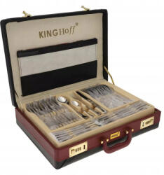 Kinghoff Комплект прибори за хранене Kinghoff KH 3504, 72 части, За 12 човека, Куфар, Неръждаема стомана, Сребрист (9999KH3504) - topmall