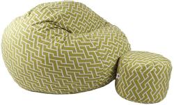 PUFRELAX Комплект Барбарон с табуретка за крака 700л. King Size, Zippity Green, Перящ се калъф, Пълнеж с микс от мемори пяна и дунапрен, Гама Premium (PUF-M-KO-PT-ZIG) - topmall