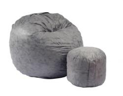 PUFRELAX Комплект, Барбарон и табуретка за крака, 700л. , King Size - Smoke Grey, Перящ се калъф, Трансформира се в легло, Пълнеж с микс от мемори пяна и дунапрен, Гама Premium (PUF-M-KO-PT-MNGRE) - topmall
