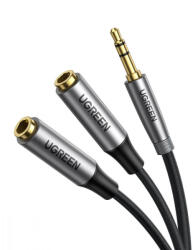 UGREEN AUX UGREEN audio elosztó 3, 5 mm-es jack kábel, 20 cm (fekete) - mione