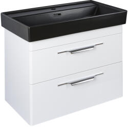 TMP cabinets Lux100 Fali Fürdőszobabútor - Cerastyle Sharp Fekete Mosdóval, Dupla Csaplyukkal, 100x48 cm