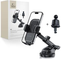 Tech-Protect V8 Teleszkópos Autós Tartó - Tapadókorong + Szellőzőrács - Fekete (WR-189491) (WR-189491)