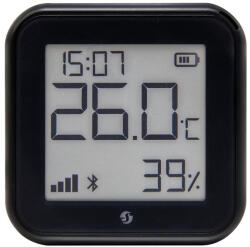 Shelly PLUS H&T Gen3 - hőmérséklet érzékelő, páratartalom szenzor, e-papír kijelzővel, Wi-Fi, Bluetooth, fekete (FG3800235261545)