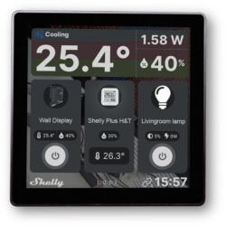 Shelly Wall Display Wi-Fi+Bluetooth villanykapcsoló + színes érintőképernyős vezérlőpanel (fekete) - okosotthon