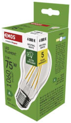 EMOS ZF5158 75 W / 1 060 lm / természetes fehér LED izzó Filament A60 A CLASS/ E27 / 5 W