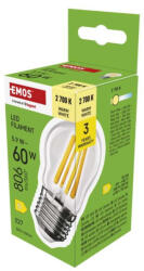EMOS ZF6D42 60 W / 806 lm / Meleg fehér LED izzó Filament Mini Globe / E27 / 5, 9 W