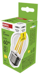 EMOS ZF6D43 60 W / 806 lm / Természetes fehér LED izzó Filament Mini Globe / E27 / 5, 9 W