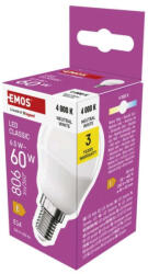 EMOS ZQ1E43 60 W / 806 lm / Természetes fehér LED izzó Classic Mini Globe / E14 / 6, 5 W