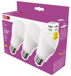 EMOS ZQ5E63.3 100 W / 1521 lm / Természetes fehér LED izzó Classic A60 / E27 / 13 W (3 darabos kiszerelésben rendelhető, az ár darabonként értendő)