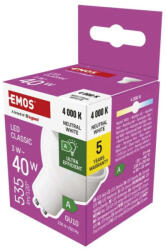 EMOS ZQ8338 40 W / 535 lm / Természetes fehér LED izzó Classic MR16 A CLASS/ GU10 / 3 W