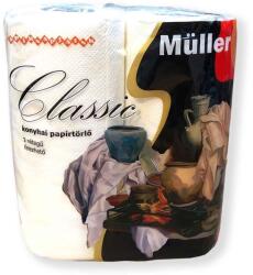 Muller Háztartási papírtörlő kéztörlő 2 rétegű 50 lap/tekercs 2 tekercs/csomag Müller Classic hófehér (41106)