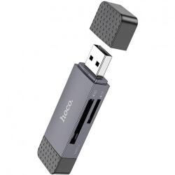 hoco. Cititor Card USB / USB-C HOCO HB45, SD - microSD, USB 2.0, Gri