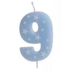 QX Színes születésnapi számgyertya, 6 cm - 9 (497395) - aqua