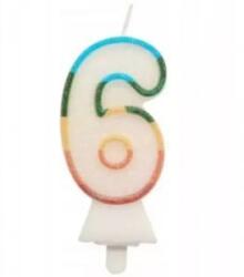 Godan Színes számgyertya csillámmal, 8, 5 cm - 6 (SW-CBB6) - aqua