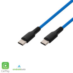 Somogyi Elektronic töltőkábel, USB-C / USB-C, 2.1A, 1m, szövött, kék (USBCC1)