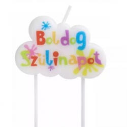 QX Boldog szülinapot felhőgyertya - 10 cm (497376) - aqua