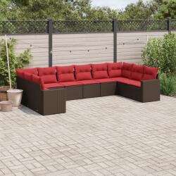 vidaXL 10 részes barna polyrattan kerti ülőgarnitúra párnákkal (3219464)