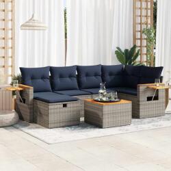 vidaXL 7 részes szürke polyrattan kerti ülőgarnitúra párnákkal (3325981)