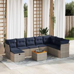 vidaXL 9 részes szürke polyrattan kerti ülőgarnitúra párnákkal (3325778)