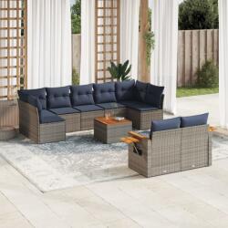 vidaXL 10 részes szürke polyrattan kerti ülőgarnitúra párnával (3227139)