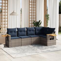 vidaXL 5 részes szürke polyrattan kerti ülőgarnitúra párnával (3226789)