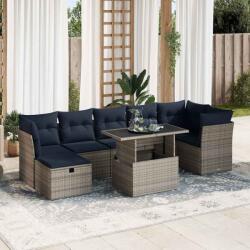 vidaXL 8 részes barna polyrattan akácfa kerti ülőgarnitúra párnákkal (3327791)