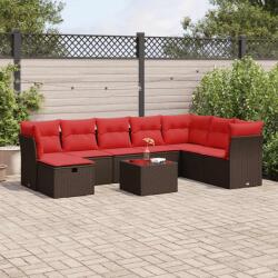 vidaXL 9 részes barna polyrattan kerti ülőgarnitúra párnákkal (3325350)